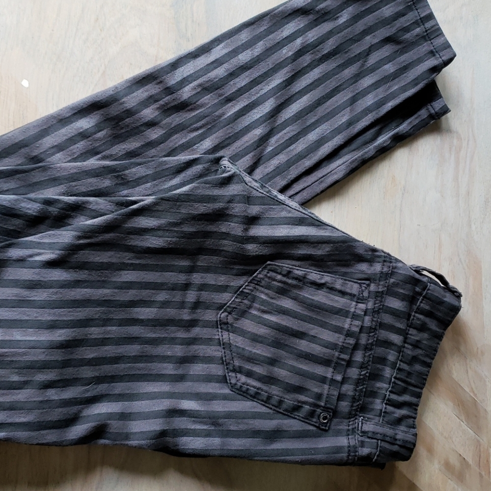 Black grey striped skinny
